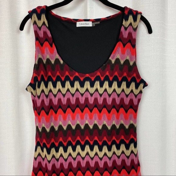 Calvin Klein Black&Red Zig Zag Print Sweater Dress Sz.10 - Picture 4 of 14
